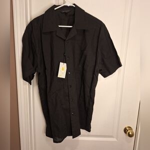 NWT/ BAGAZIO / BLACK/ MEDIUM/ MEN'S BUTTON DOWN SHORT SLEEVE SHIRT